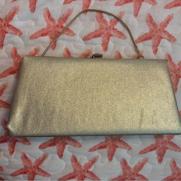Vintage Bobbie Jerome Gold Clutch with Structured Design and Metallic Sheen - Picture 2 of 11